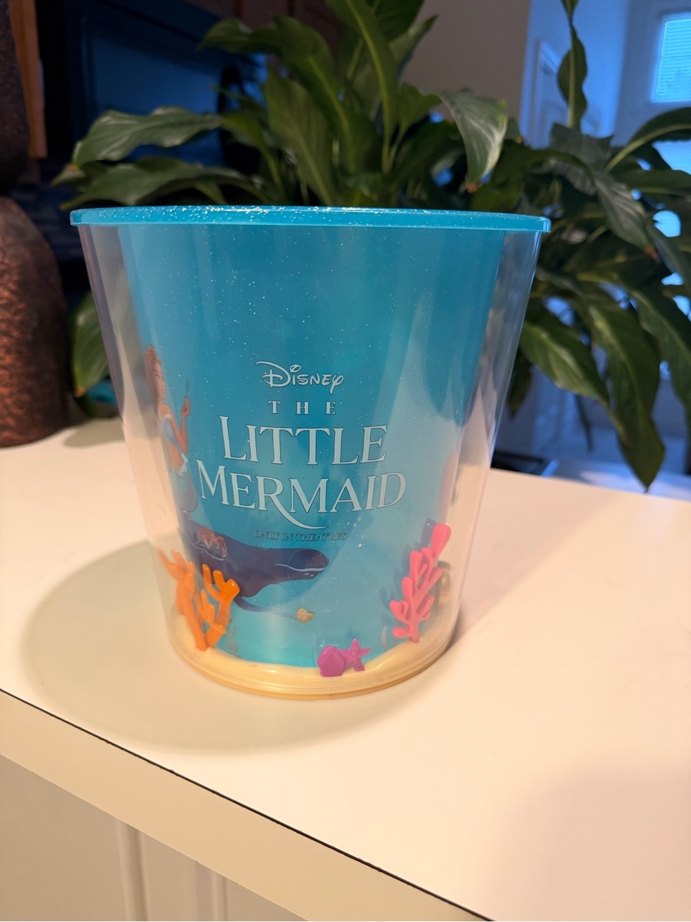 Disney The Little Mermaid Bath Rinse Cup in Turquoise with Coral Accents